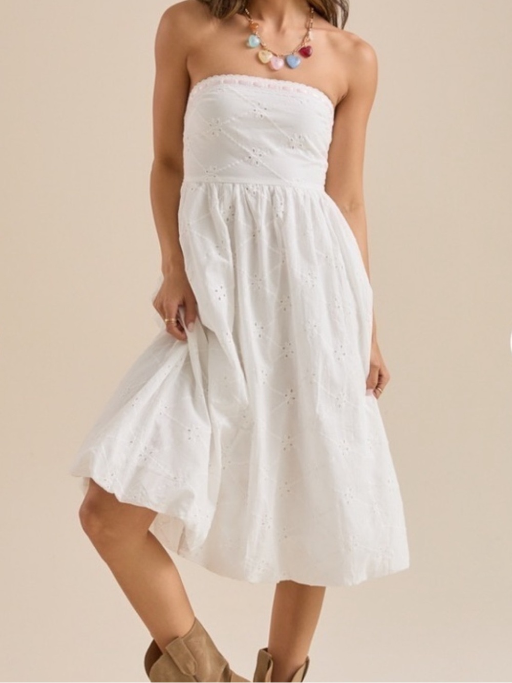 Altar’d State Kylie Dress White Eyelet Strapless Dress